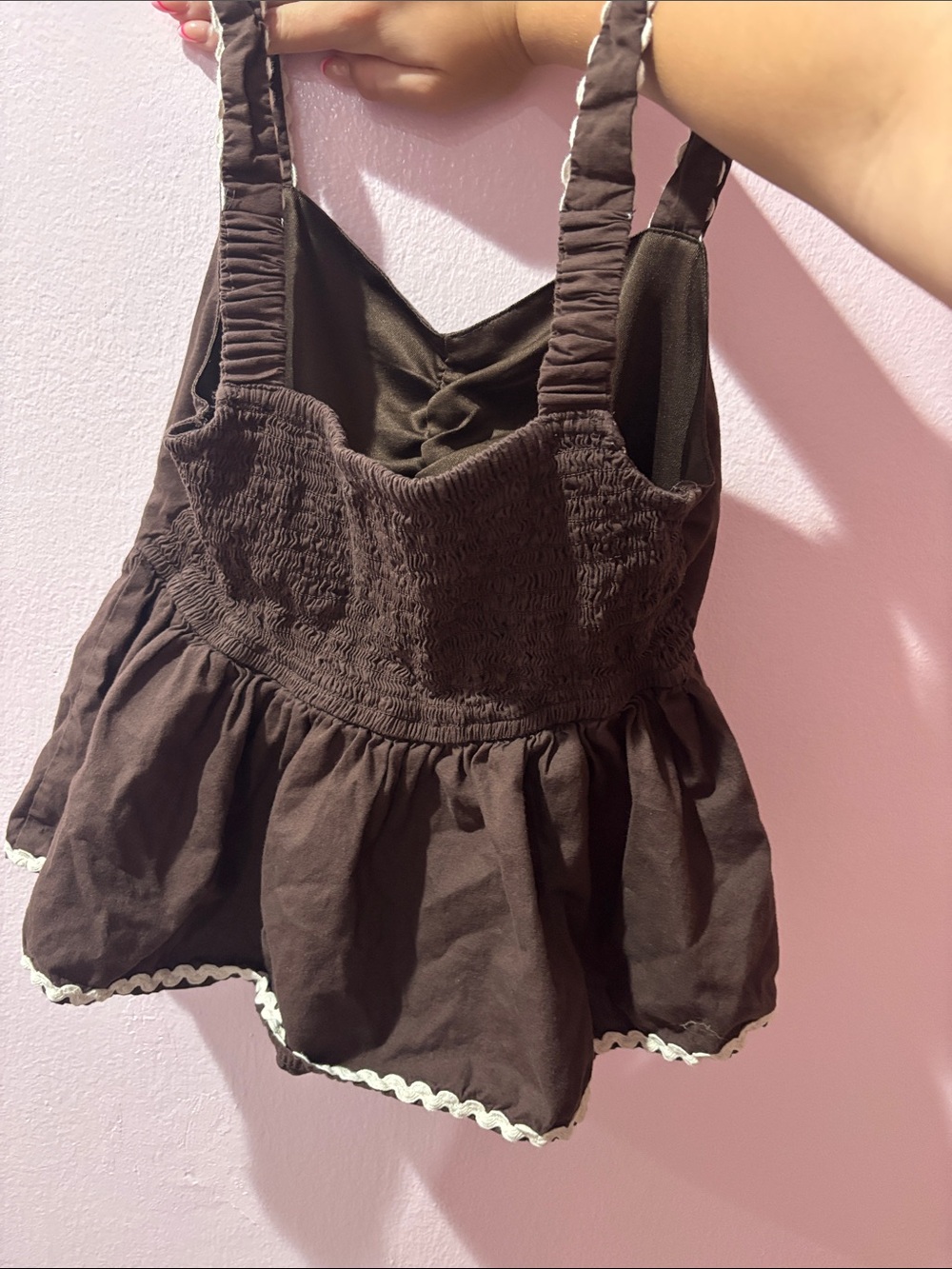 Joppa Brown tank top with white lace - Picture 3 of 3
